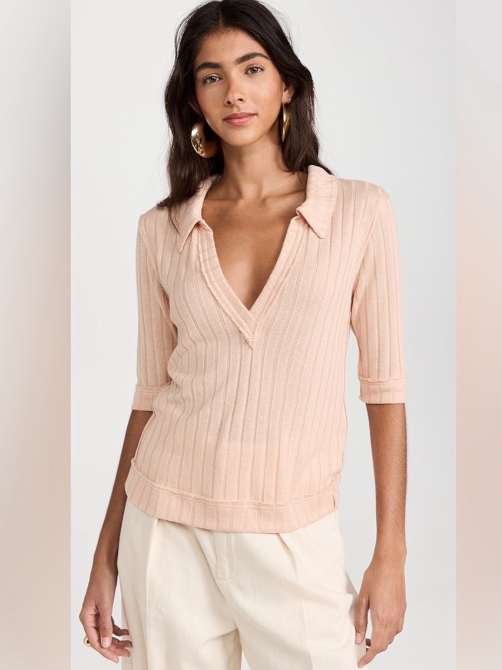 Free People We The Free Ribbed Krystal Polo